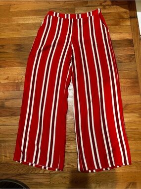Lulumari Red Striped Wide Leg Palazzo Pants Resortwear Large